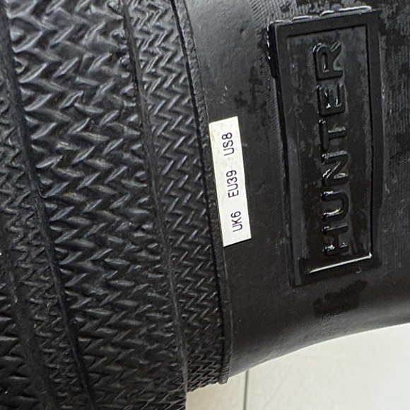 Hunter Black Rain Boots with Gray Knit Cuffs - Picture 4 of 7